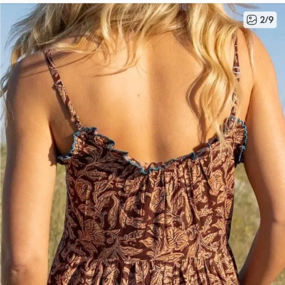 Natural Life Brown Jumpsuit with Blue Embroidery Size S. Adorable! 🥰 - Picture 3 of 12